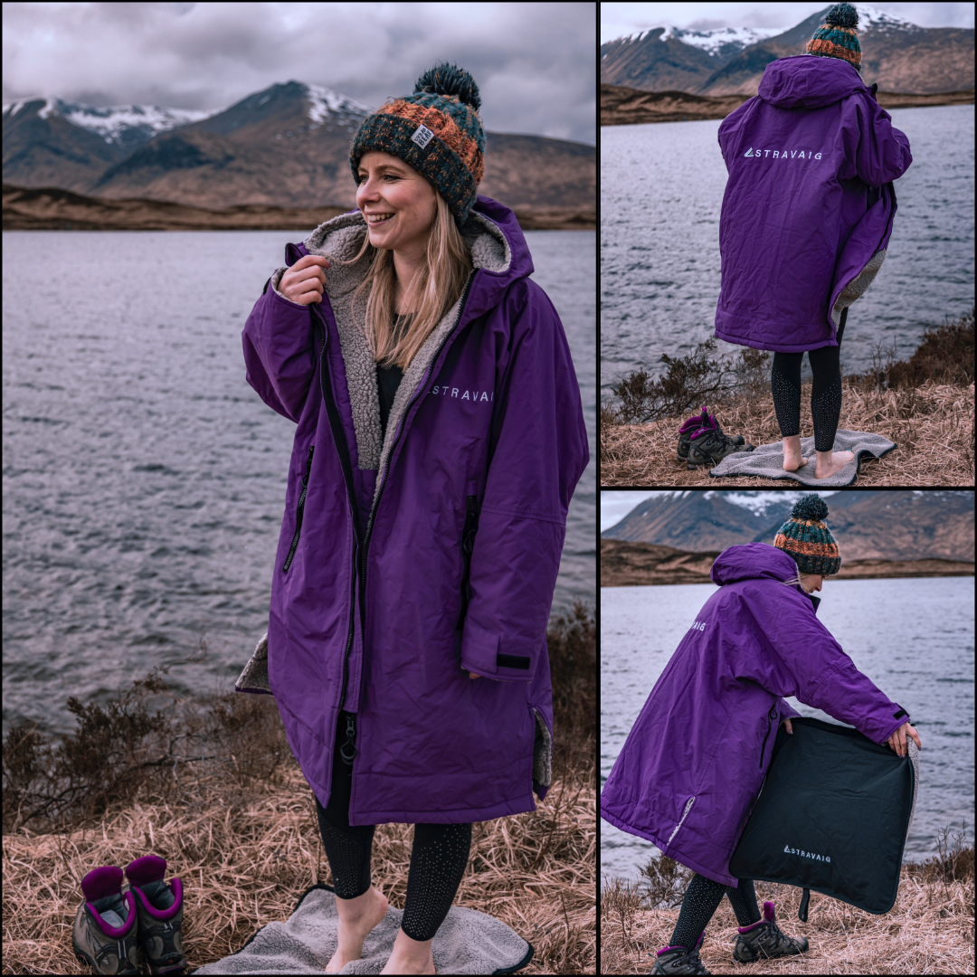 PREVIOUS GENERATION v2.0 - Adult Waterproof Changing Robe | Warm Sherpa Fleece-Lined Change Robe for Outdoor Adventures - PURPLE
