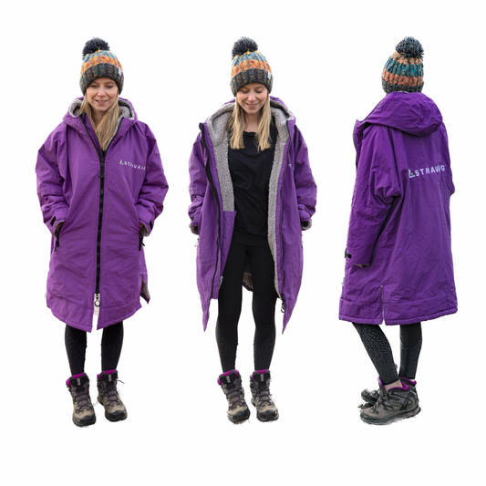 Adult Waterproof Changing Robe | Warm Sherpa Fleece-Lined Change Robe for Outdoor Adventures - PURPLE