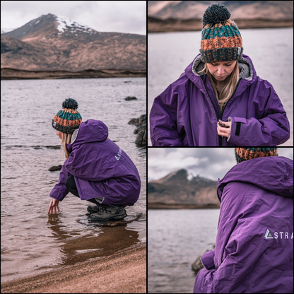 PREVIOUS GENERATION v2.0 - Adult Waterproof Changing Robe | Warm Sherpa Fleece-Lined Change Robe for Outdoor Adventures - PURPLE