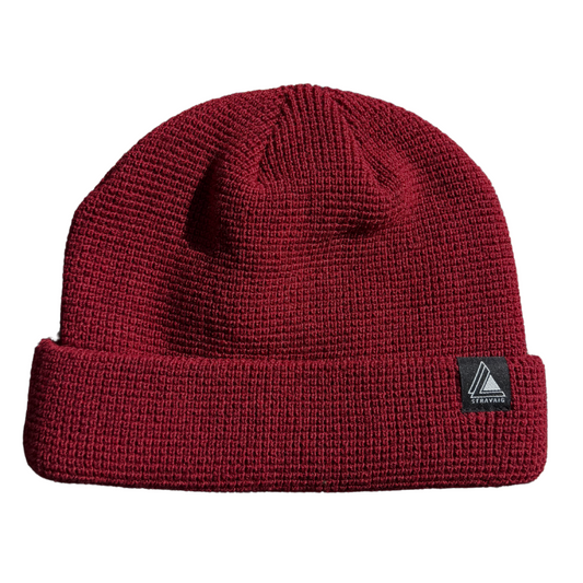 Waffle Knit Fisherman Beanie Hat - Maroon