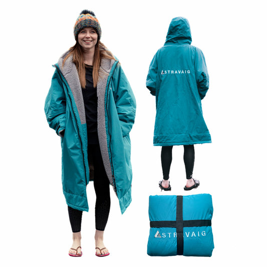 Adult Waterproof Changing Robe | Warm Sherpa Fleece-Lined Change Robe for Outdoor Adventures - TEAL