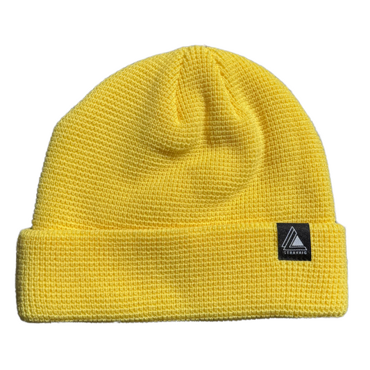Waffle Knit Fisherman Beanie Hat - Yellow