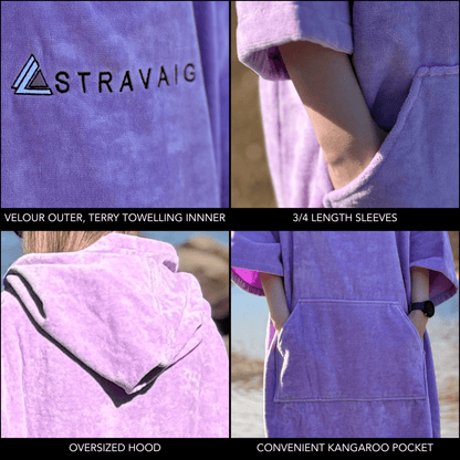 Stravaig Adult Hooded Towel Poncho Changing Robe - Heather Lilac (LILAC) - Stravaig
