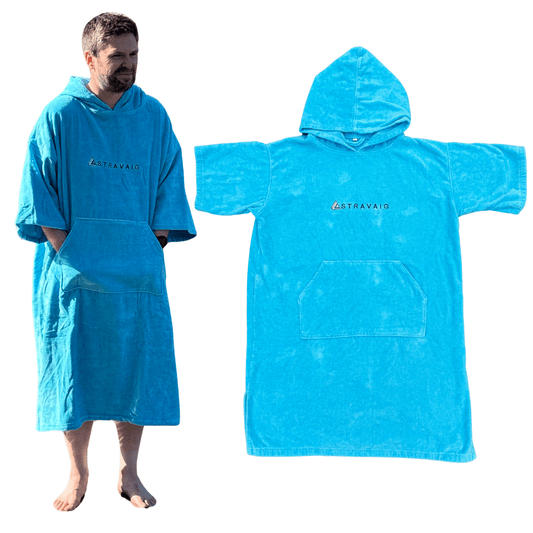 Stravaig Adult Hooded Towel Poncho Changing Robe - Loch Sky (SKY BLUE) - Stravaig