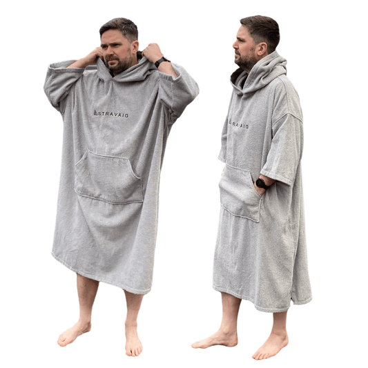 PREVIOUS GENERATION v1.0 - Stravaig Adult Hooded Towel Poncho Changing Robe - Mist Glen (GREY) - Stravaig