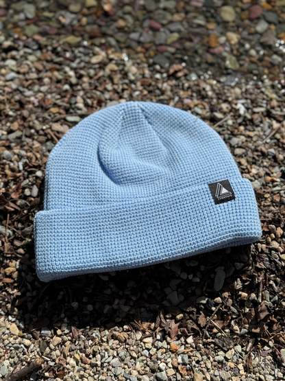 Waffle Knit Fisherman Beanie Hat - Light Blue
