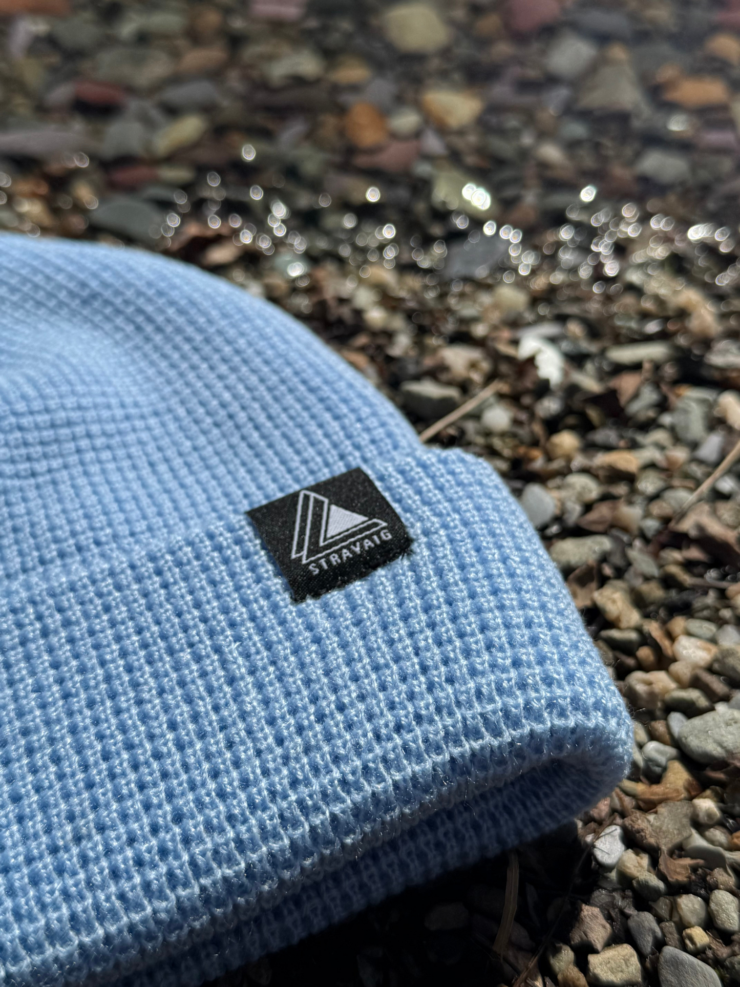 Waffle Knit Fisherman Beanie Hat - Light Blue