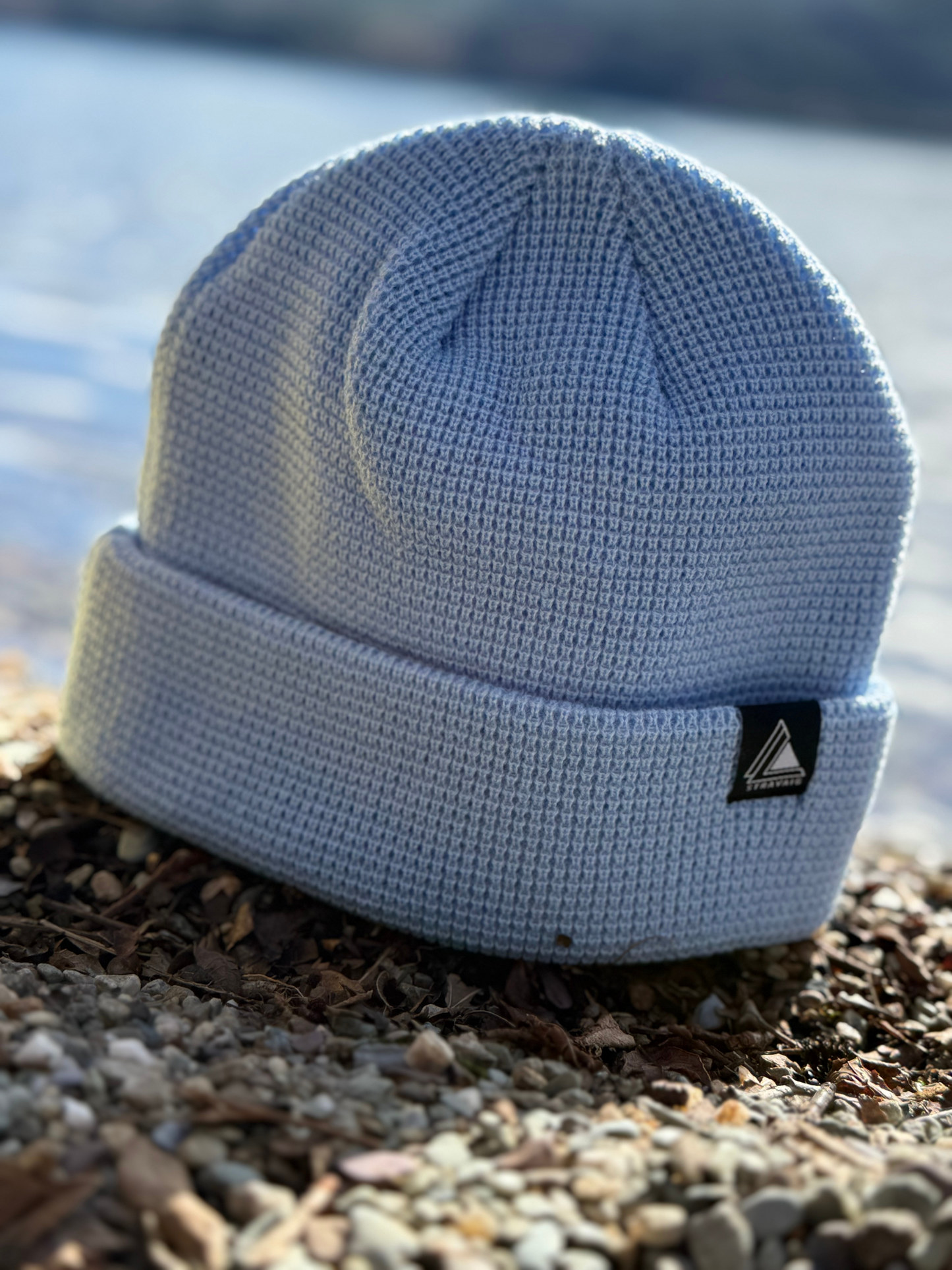 Waffle Knit Fisherman Beanie Hat - Light Blue