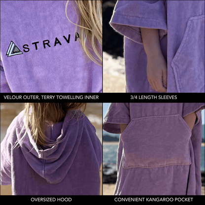 Stravaig Kids Hooded Towel Poncho Changing Robe - Heather Lilac (LILAC) - Stravaig