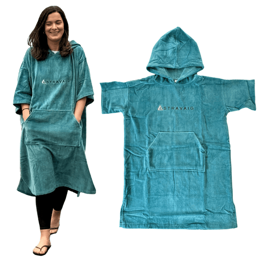 Stravaig Adult Hooded Towel Poncho Changing Robe - Misty Loch Teal - 1