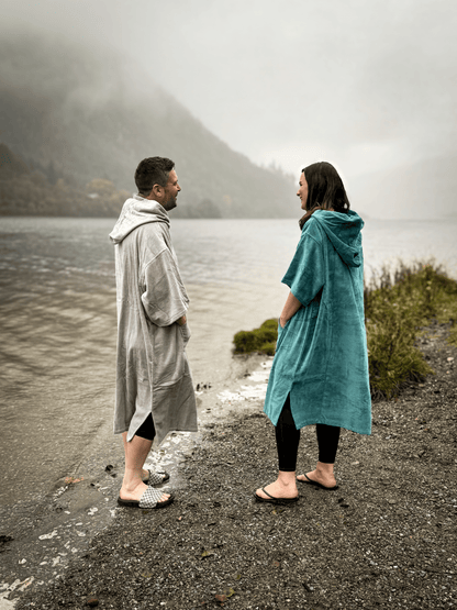 Stravaig Adult Hooded Towel Poncho Changing Robe - Misty Loch Teal - 4