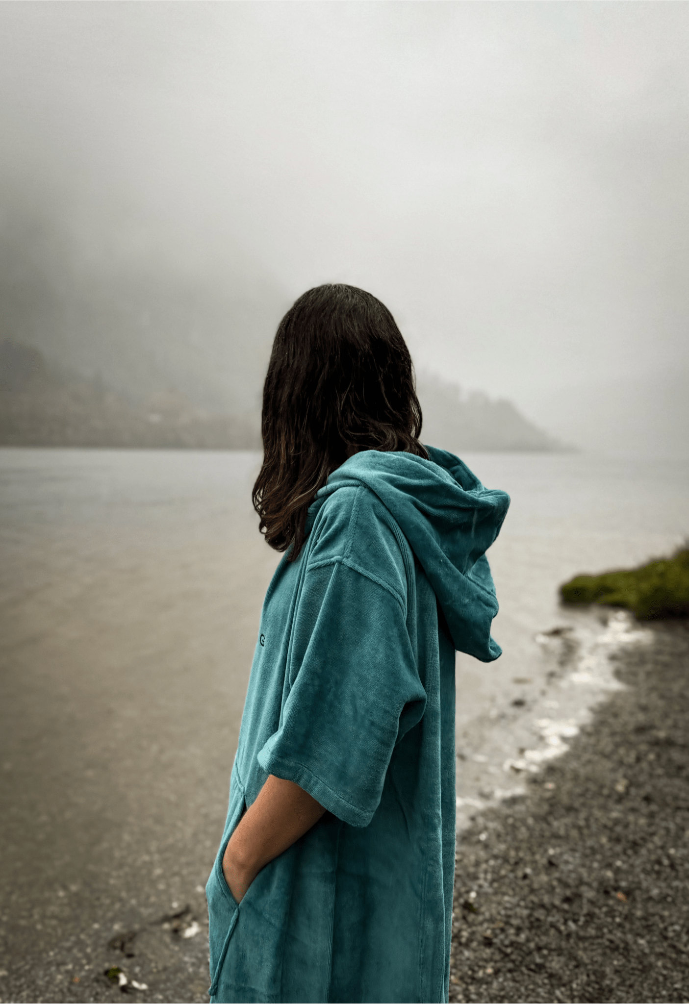 Stravaig Adult Hooded Towel Poncho Changing Robe - Misty Loch Teal - 5