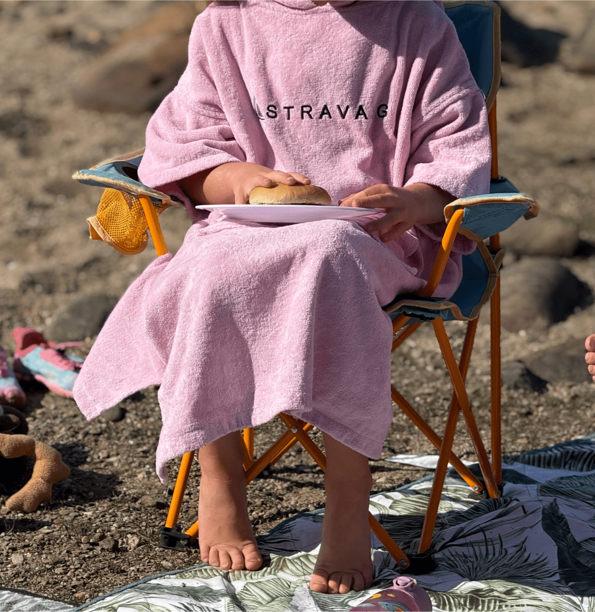 Stravaig Kids Hooded Towel Poncho Changing Robe - Blush Glen (PINK) - Stravaig