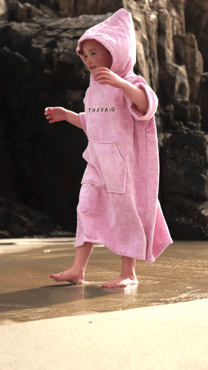 Stravaig Kids Hooded Towel Poncho Changing Robe - Blush Glen (PINK) - Stravaig