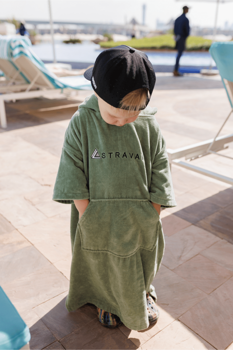 Stravaig Kids Hooded Towel Poncho Changing Robe - Machair Sage (SAGE GREEN) - Stravaig