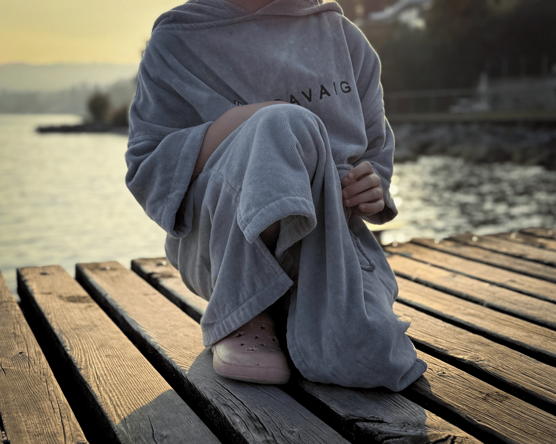 Stravaig Kids Hooded Towel Poncho Changing Robe - Mist Glen (Grey) - 8