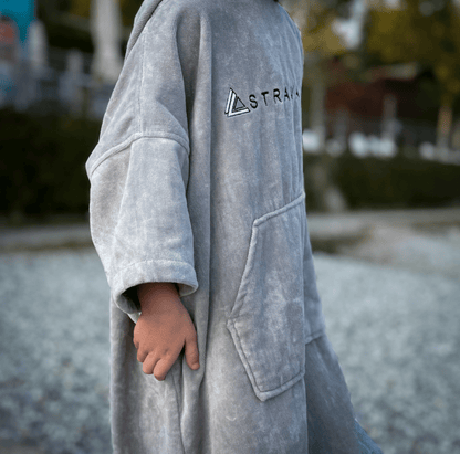 Stravaig Kids Hooded Towel Poncho Changing Robe - Mist Glen (Grey) - 6