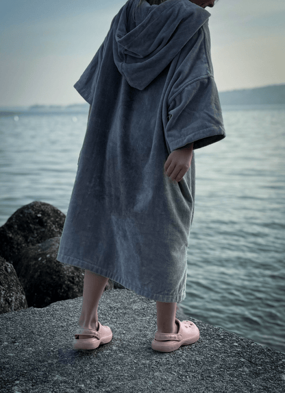 Stravaig Kids Hooded Towel Poncho Changing Robe - Mist Glen (Grey) - 2