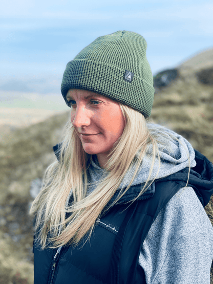 Waffle Knit Beanie Hat - Army Green - Stravaig