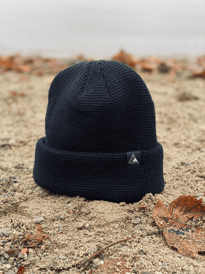 Waffle Knit Beanie Hat - Black - Stravaig