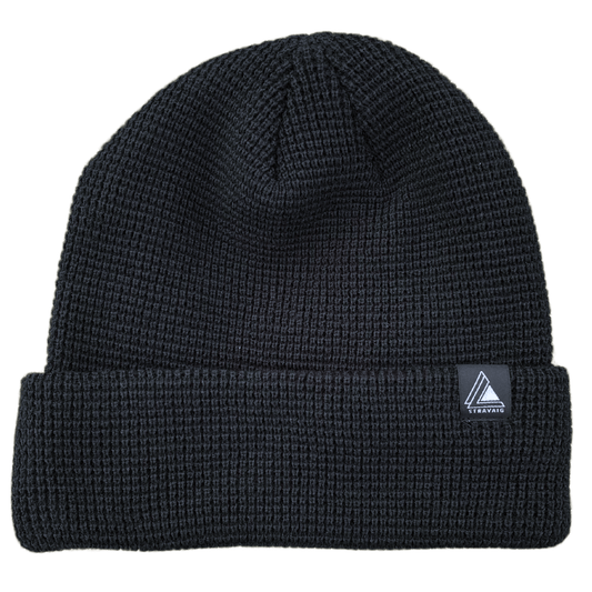 Waffle Knit Beanie Hat - Black - Stravaig