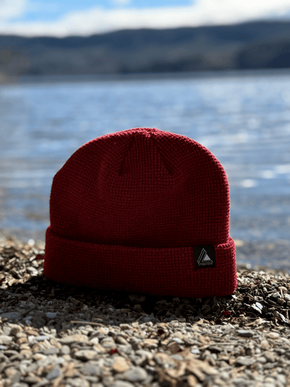 Waffle Knit Fisherman Beanie Hat - Maroon - Stravaig